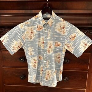 Vintage Reyn Spooner Hawaiian Aloha Shirt Blue White size L